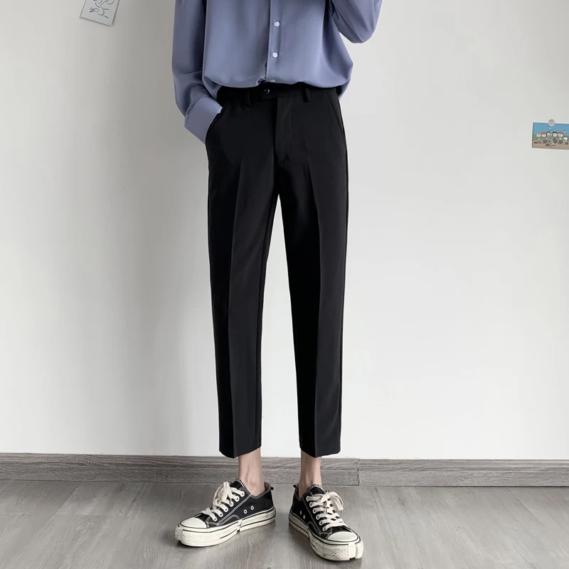

Men's dress pants Spring Autumn new slim straight color straight pants nine minutes pants casual personality youth men 27-34