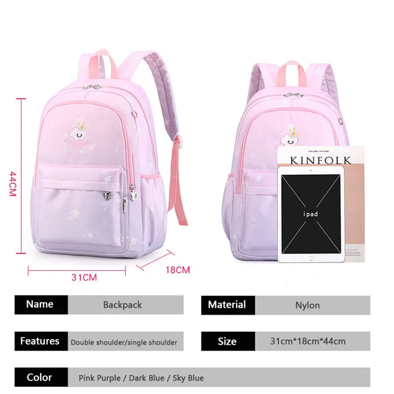 

Large Capacity Kids School Backpack Girls Pink Princess School Bags 3-6 Grade Waterproof Bagpack Children Lightweight Sac Mochil