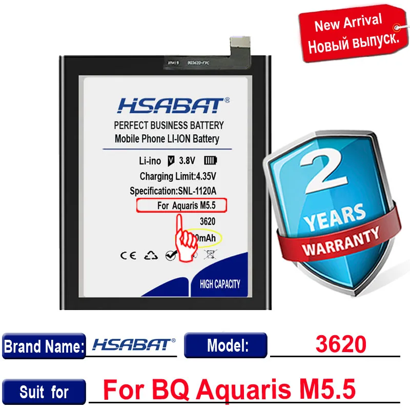 Топ-бренд 100% Новинка 5000 мАч аккумулятор BQ 3620 для батарей Aquaris M5.5 - купить по