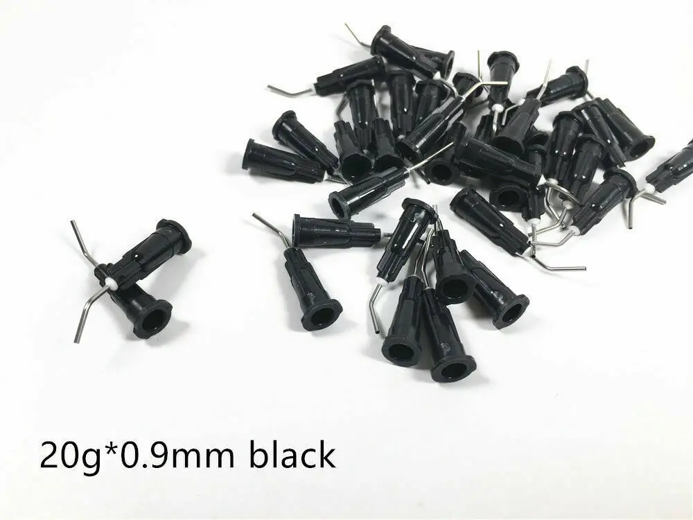 

100-2000Pcs Disposable Safety Prebent 20GA 0.9mm Irrigation Needle Flow Resin Conveyor Tips Black
