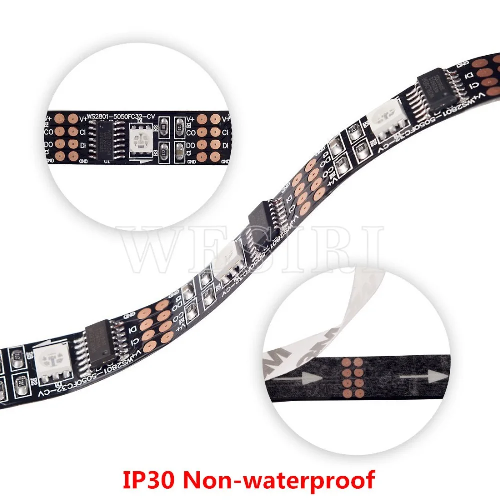 Модифицируемая Светодиодная лента D5V WS2801 5050 RGB подсветильник телевизора (3 м/5 м на