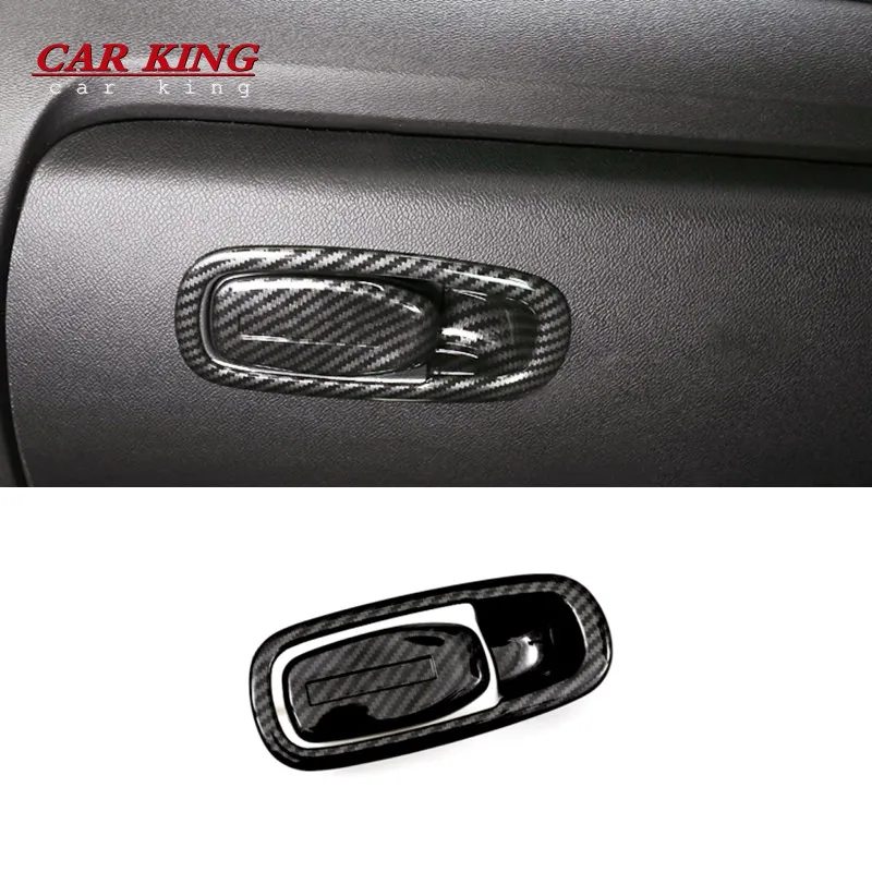 

For Volvo XC60 2018 2019 2020 ABS Carbon fiber Car Co-pilot Storage Box Glove Box Handle Cover Trim Stickers Interior Accessory