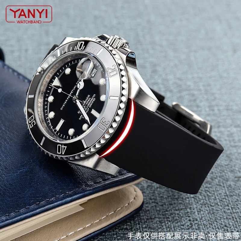 Curved end Rubber watchband 18mm 19mm 20mm 21mm 22mm 24mm watch strap for omega seiko rolex tissot Tudor watch band bracelet