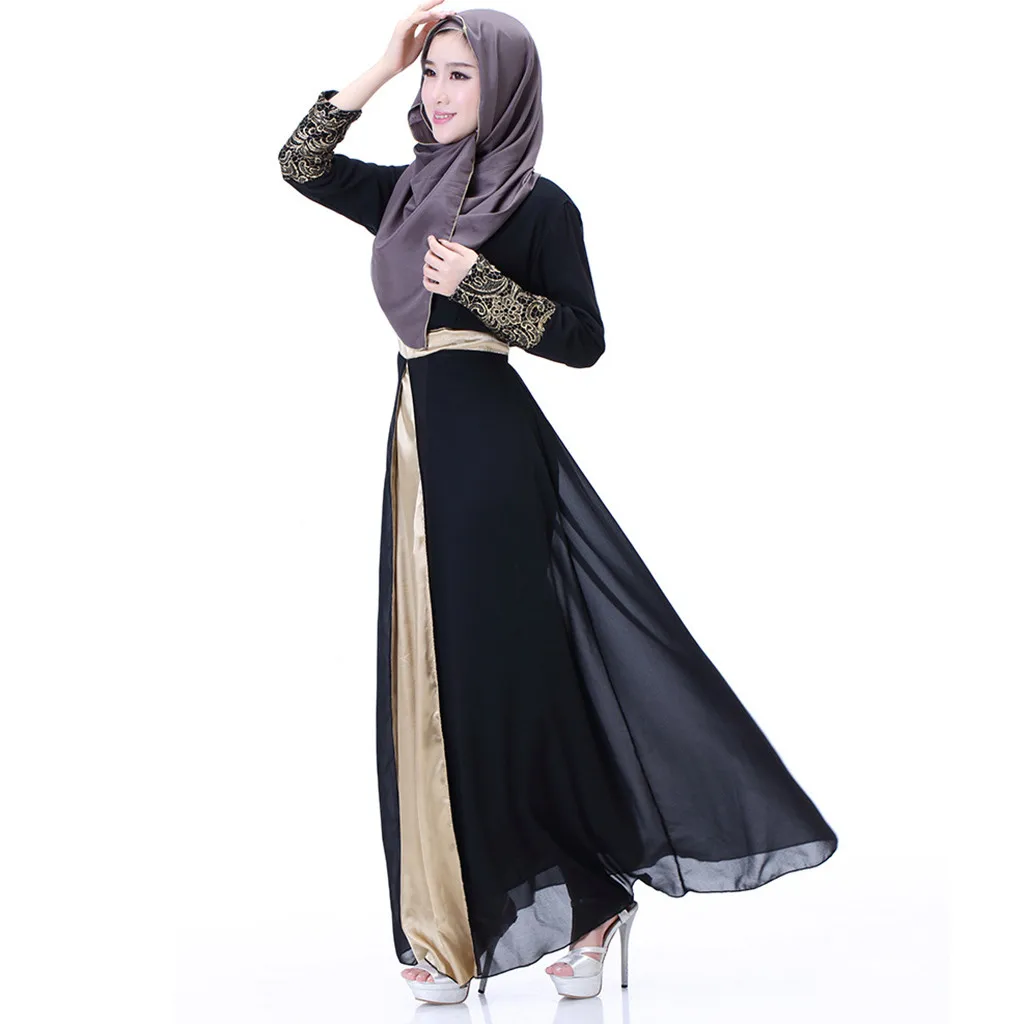 Шифоновые платья с вышивкой размера плюс мусульманские турецкие абайские