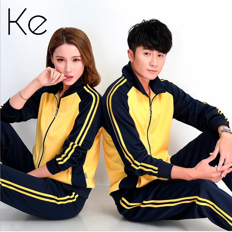 KE new 2022 autumn sportswear suit men and women spring yellow red long-sleeved sports group couple square dance clothes