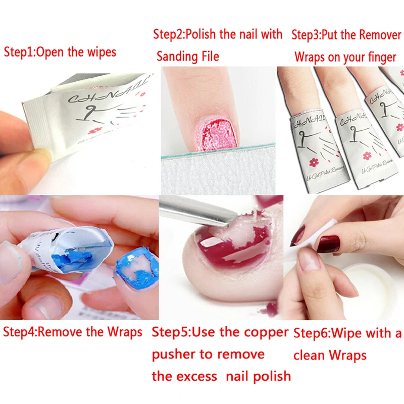 

50Pcs Nail Remove Wraps Nail Gel Lacquer Polish Foil Remover Wraps Acetone Removable Cleanser Wipes Manicure Clean Pads