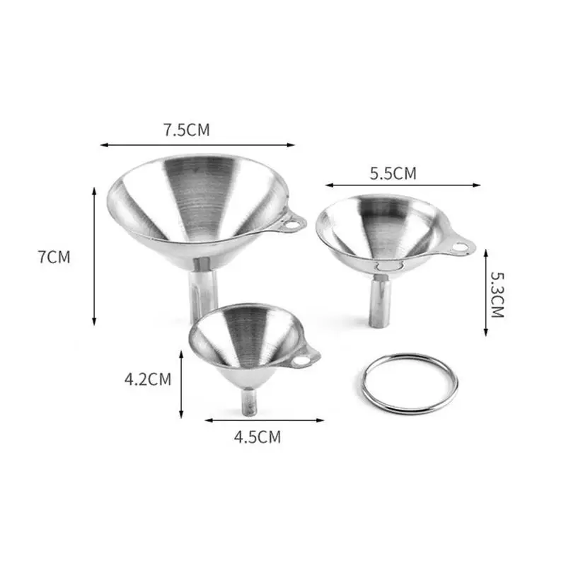 

3 In 1 Portable Steel Mini Metal Funnel Set Kitchen Accessory, Funnel Separating Funnel, Condiment Home Oil H2O5