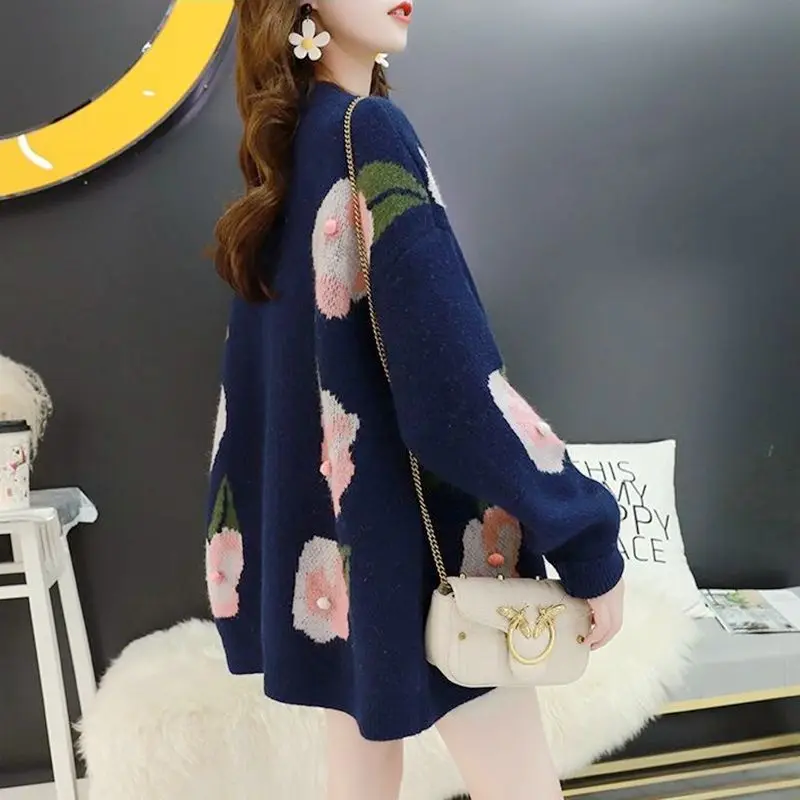Autumn And Winter Sweater Cardigan Female Loose Very Fairy Coat 2021 New Korean Version Of Lazy Wind Knitted Jacket |