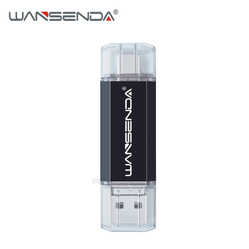 Черный WANSENDA OTG USB флеш-накопитель 3 в 1 USB3.0& type C& Micro USB флеш-накопитель 32 Гб 64 Гб 128 ГБ 256 ГБ 512 ГБ флешка - Цвет: Черный