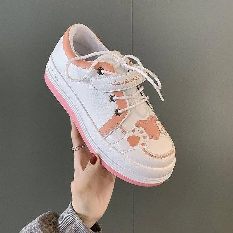 

Heart Patchwork Woman Vulcanize Shoes Fashion Summer Canvas Sneakers Japanese Style Kawaii Lolita Shoes Lovely Girls' Footwear