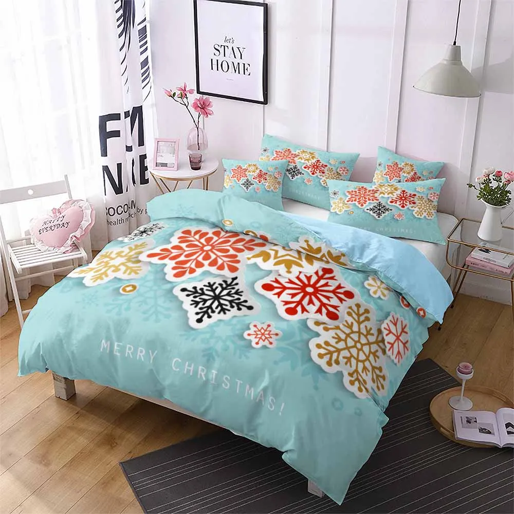 Зимняя Снежинка домашние комплекты постельного белья Рождество микрофибра один