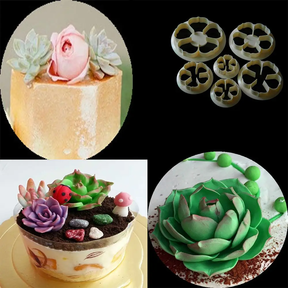 Горячая Новинка 6 шт./компл. розовый цветок суккуленты помадка резак форма для