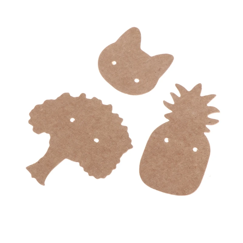 

100 Pcs/Bag Kraft Paper Jewelry Packing Earrings Display Tags Cards Tree Cat Ear R2LE