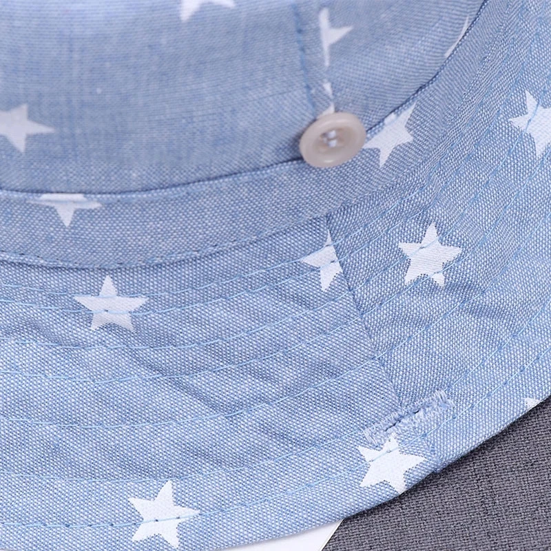 

2 Colors Children's Denim Hat Sunscreen Stars Fisherman Cap Spring And Autumn New