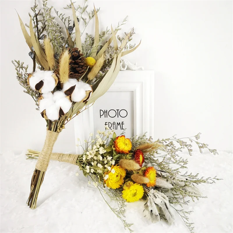 

Hot Sale Valentine's Day Gift Flower Arrangement Floral Art Gypsophila Cotton Mix Bouquet Decoration Nordic Living Room Home