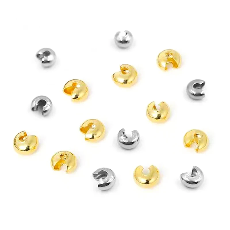 

50pcs Gold Stainless Steel Crimping End Beads Cover Diameter 2 3 4mm C Shape Loose Spacers Stopper Beads for Diy Jewelry Making