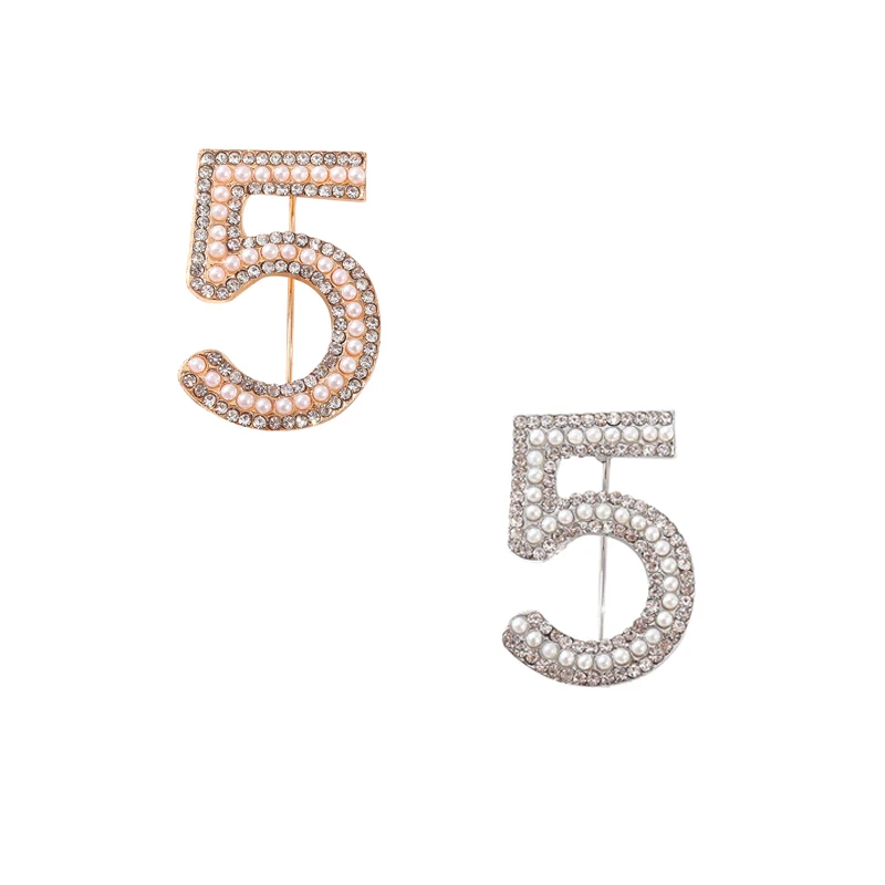 Полная Брошь Стразы с цифрами модные броши для свадебвечерние НКИ буквой 5