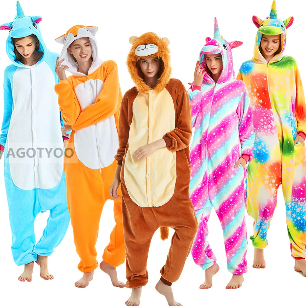 2020 пижамы с единорогом Новинка взрослые комбинезоны животными для женщин мужчин