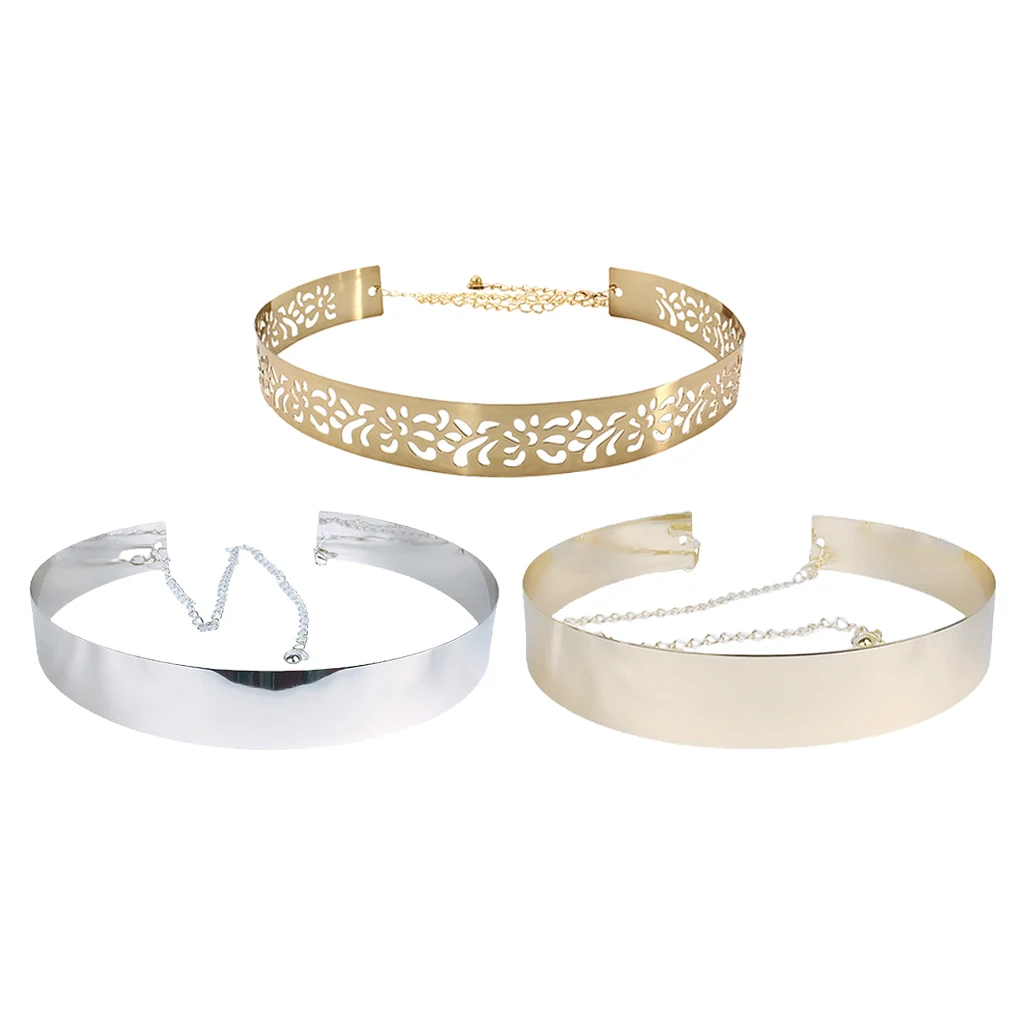 

Women Gold Belt Lady Girls Dress Metal Mirror Metal Plate Chain