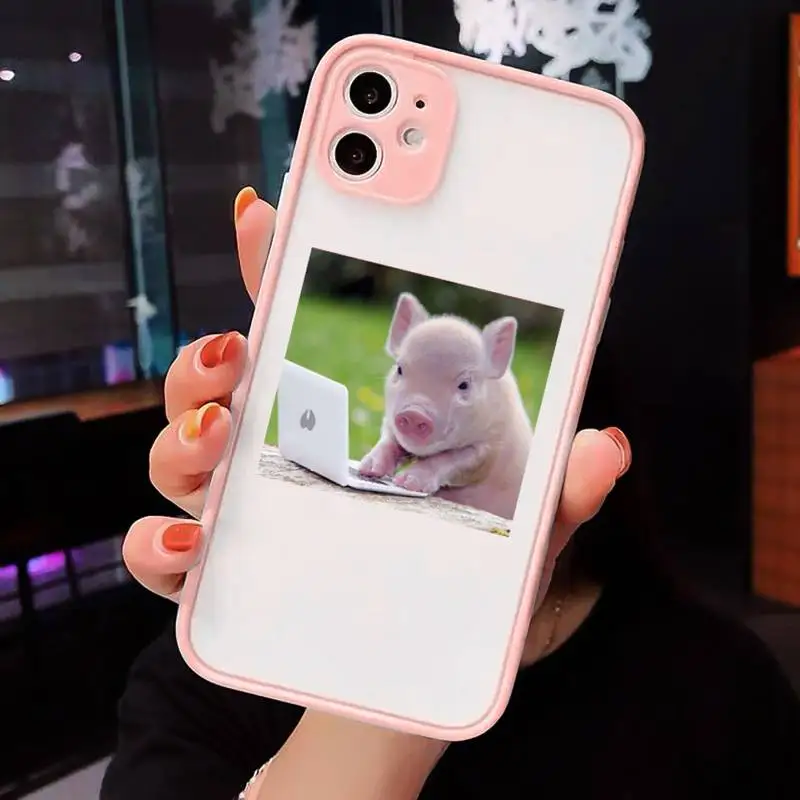 

Pet pig Cute Cartoon Phone Case matte transparent For iphone 7 8 11 12 plus mini x xs xr pro max cover