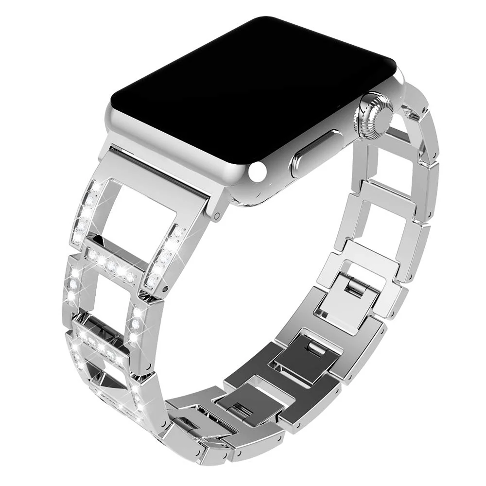Роскошная лента для Apple Watch Series 3 2 1 38 мм 42 металлический Алмазный ремешок Iwatch 5 4 40 44