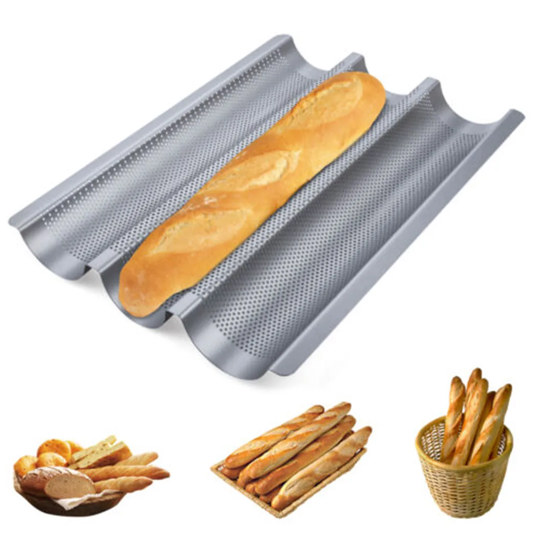 

Non-Stick 3 Groove Wave French Bread Baking Tray For Baguette Bake Mold Pan DIY Bread Mold Baking And Pastry Tool