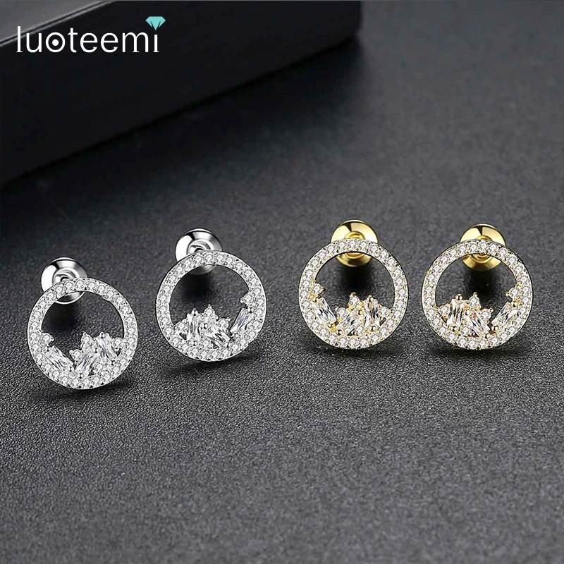 Милые маленькие круглые женские серьги-гвоздики LUOTEEMI для свадебной вечеринки с
