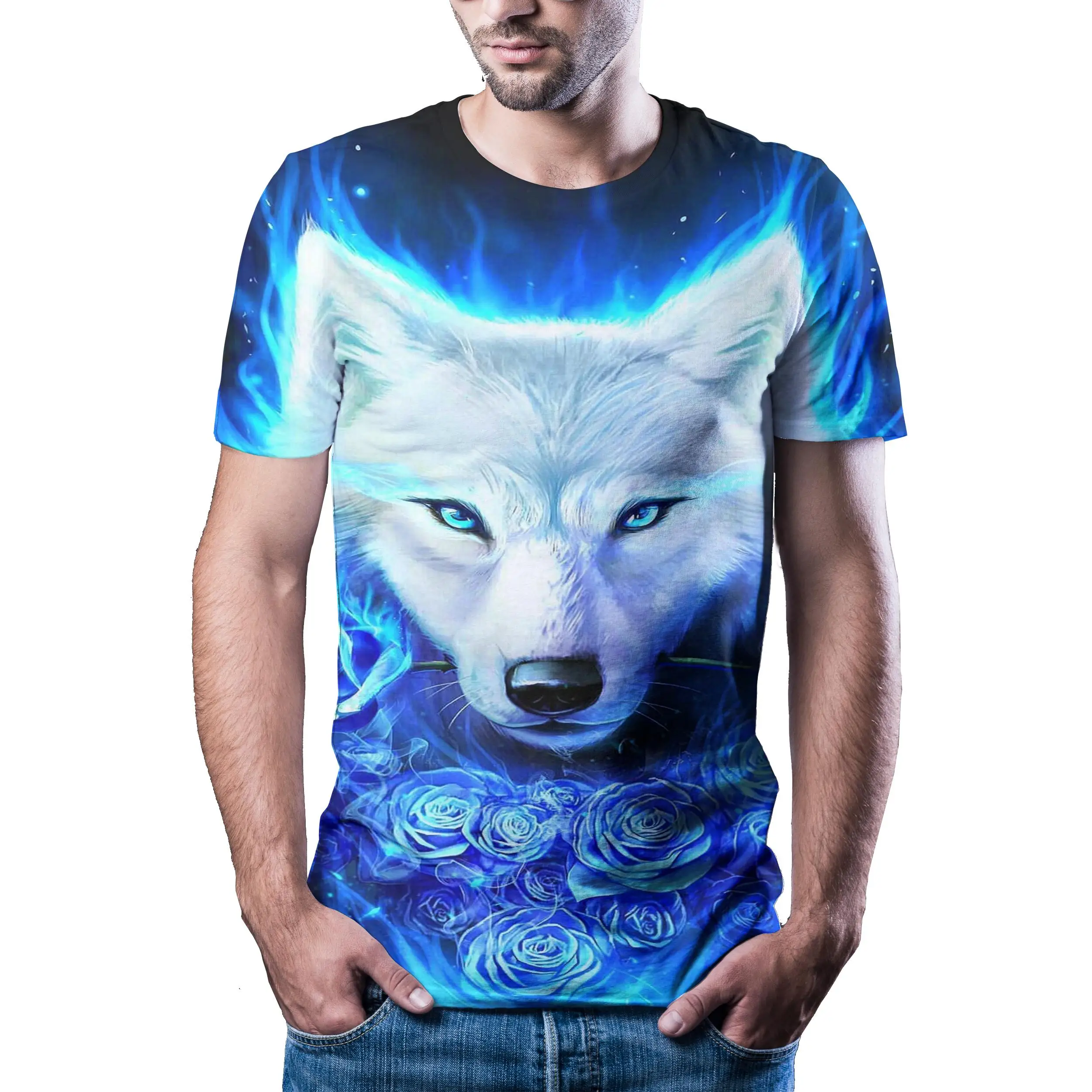 

2020 ghost wolf new men's T-shirt printed quick drying summer top T-shirt short sleeve shirt