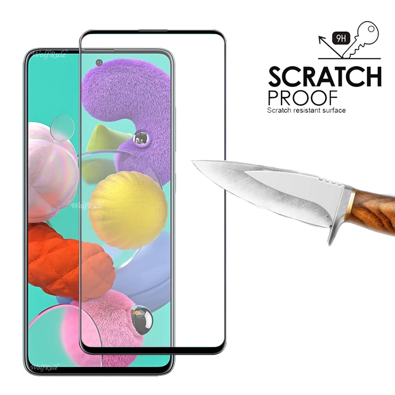 Protector de cristal templado 4 en 1 para Samsung Galaxy A51, Protector de pantalla de pegamento completo para Samsung M21, A52, A51, A71-1