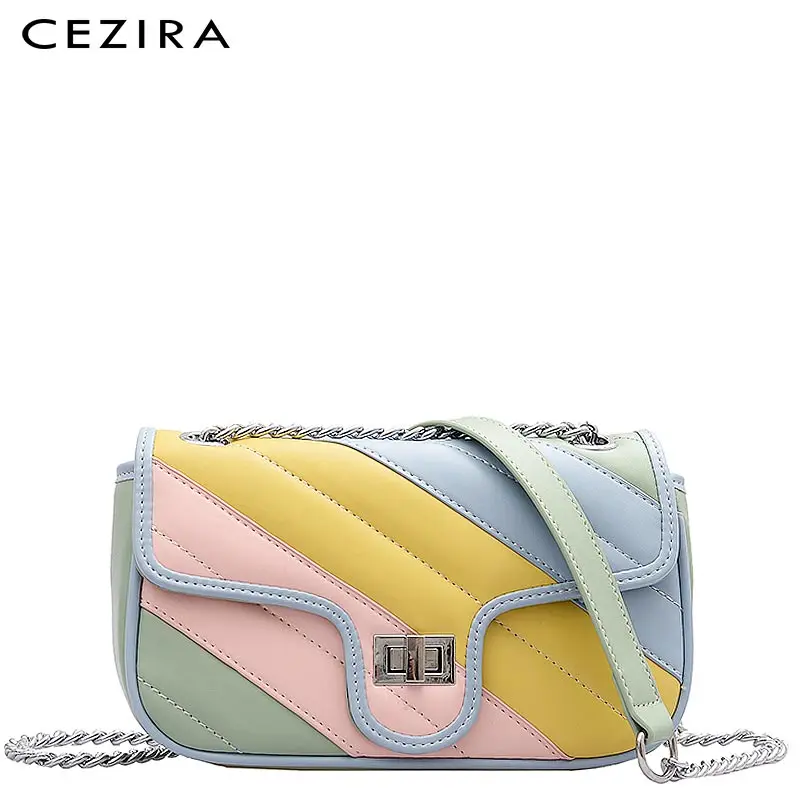 CEZIRA цветная сумка мессенджер из искусственной кожи для женщин фирменный дизайн