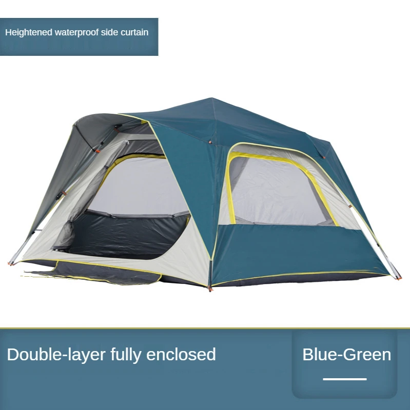 

3-4 People Large Outdoor Camping Travel Family Tent In Good Quality and Big Space Green & Grey Top Beach Camping Equipment