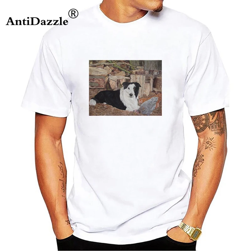 XXXL футболки рабочая ферма колли собака мужские натуральный хлопок с коротким