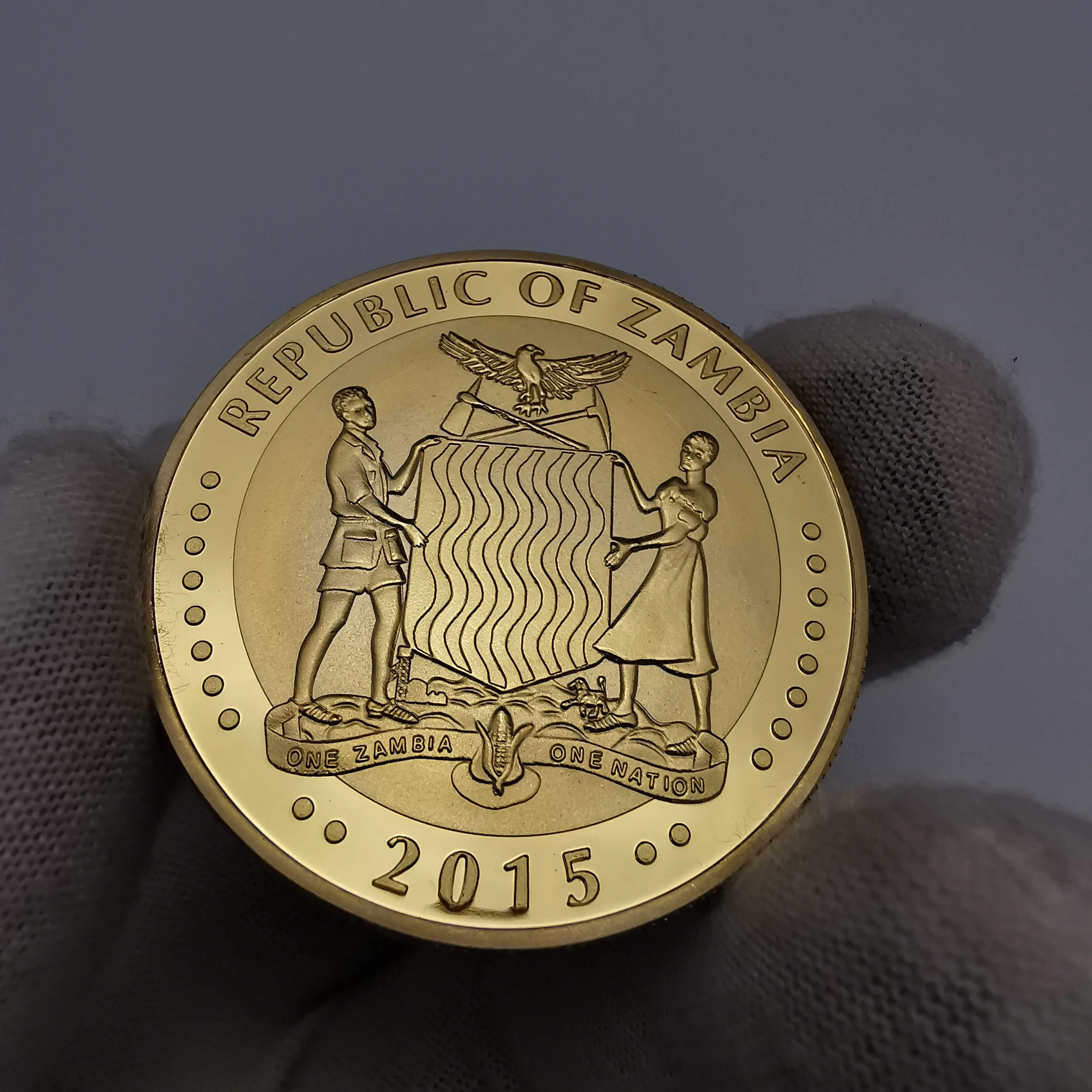 Замбия Республика 1OZ цвета: золотистый серебристый монета в африканском стиле