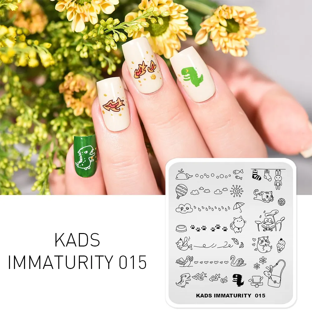 Immaturity 015 KADS дизайн ногтей шаблон конструкции незрелость серии трафарет для маникюра пластины с узорами для ногтей шаблон для печати дизайн - Цвет: Immaturity 015