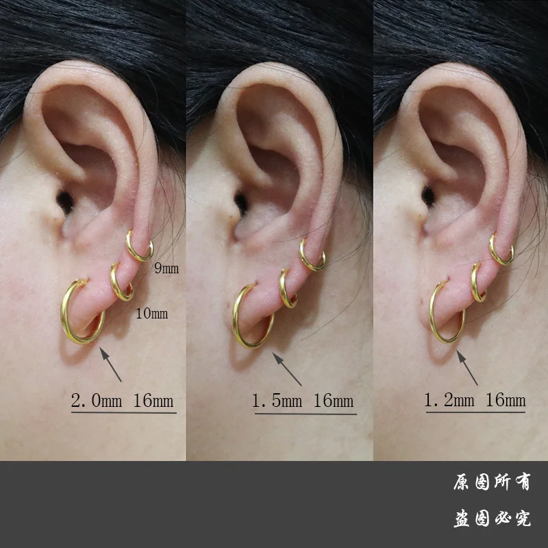 925 стерлингового серебра Серебряные золотые серьги кольца для женщин и мужчин с