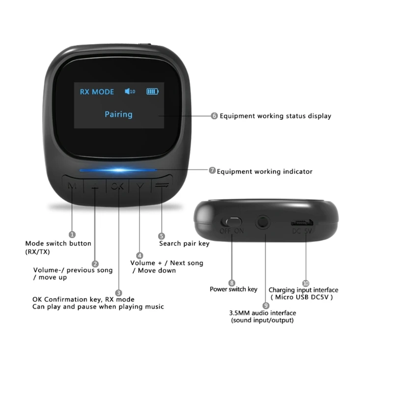 

OLED Wireless-Audio Receiver Transmitter Bluetooth 5.0 Adapter 3.5MM AUX Jack Stereo apt-X LL LCD Display For PC TV Car