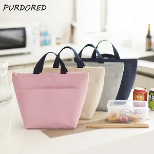 PURDORED 1 шт. Портативная сумка для ланча, Женский Термоизолированный Ланч-бокс, сумка-тоут, сумка-холодильник, студенческий ланч-контейнер, сумки для хранения еды