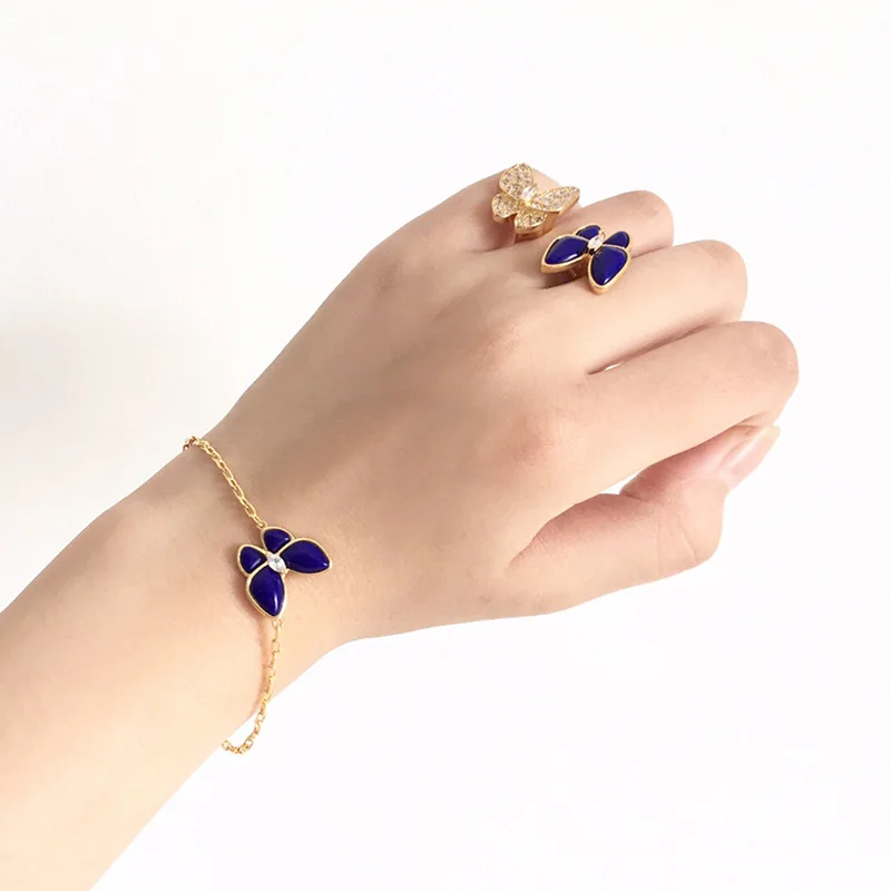 Hot famous brand jewelry blue stone butterfly ring party | Украшения и аксессуары
