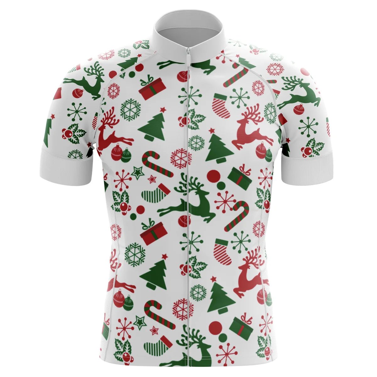 

HIRBGOD Men Summer Christmas White Cycling Jersey Funny Print Bike Shirt Anti Sweat Bicycle Clothing,TYZ344-01