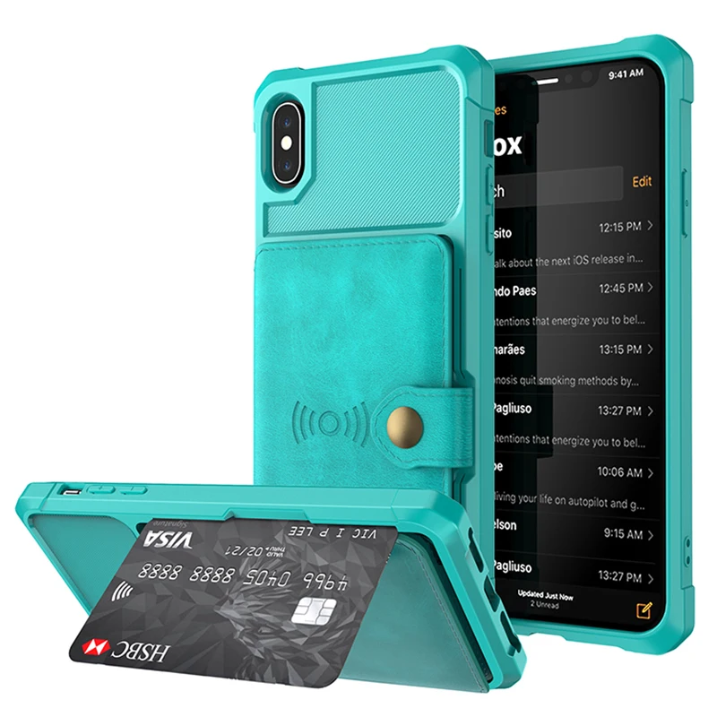 Роскошный чехол из искусственной кожи для iPhone 7 8 6 plus X XS xr с отделениями карт max XR