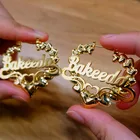 Индивидуальные модные золотые серьги-кольца из нержавеющей стали с бамбуком Love для женщин Индивидуальные персонализированные именные серьги эффектные ювелирные изделия