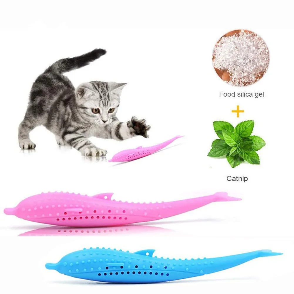 

Silicone Mint Fish Cat Toy Pet Catnip Soft Clean Teeth Toothbrush Chew Cats Toys Molar Stick Teeth Cleaning Kitten Pet Products