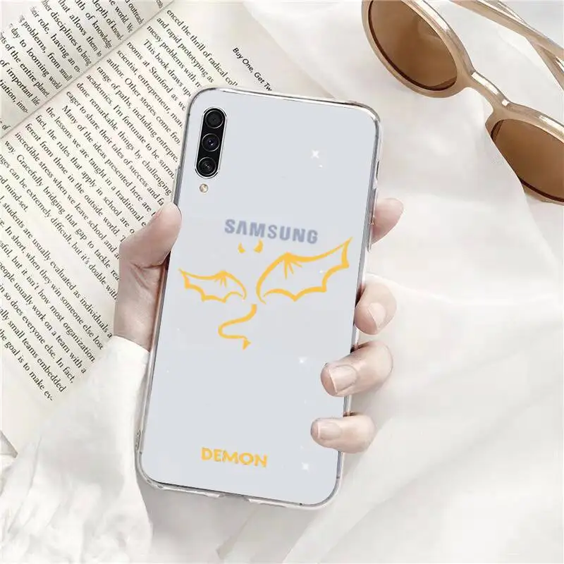 

Demon Angel Couple BFF Cartoon Phone Case Transparent For Samsung Galaxy A71 A21s S8 S9 S10 plus note 20 ultra