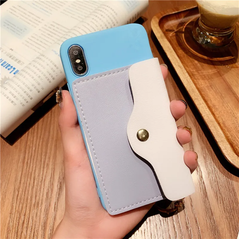 Модные с карманом для карт милый чехол конфетного цвета для huawei Nova 5i 5 4 3i P30 P20 Коврики 10 20 Honor 8X Max 8A 9 9X10 20 Pro Lite - Цвет: Blue