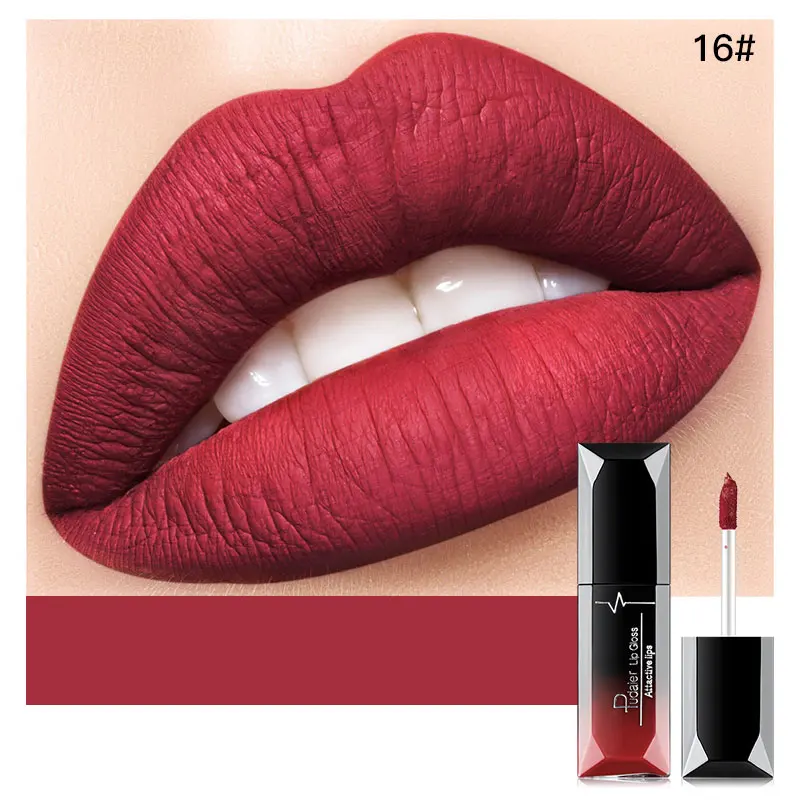 New pattern glitter lipstick makeup new make up lipstick matte Moisturizer Nutritious Long-lasting lip pink cream - Цвет: 16