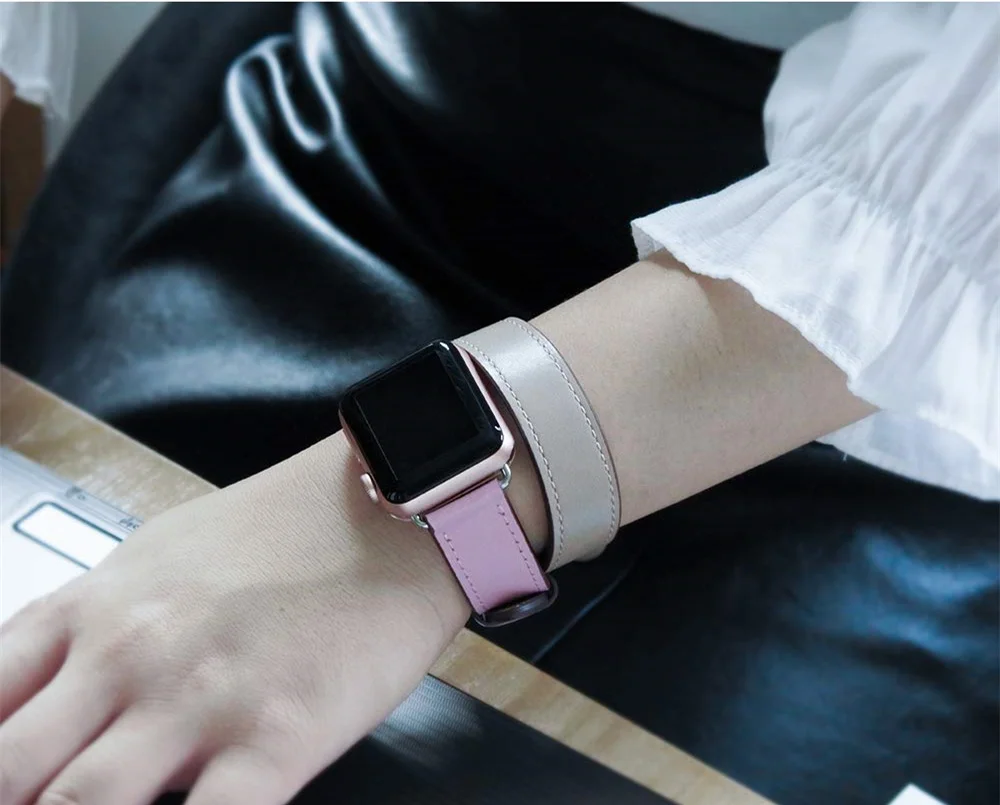 Кожаный ремешок для apple watch band 42 мм 38 мм iWatch band 44 мм 40 мм двойной походный браслет ремешок для часов apple watch 4 3 21 аксессуары