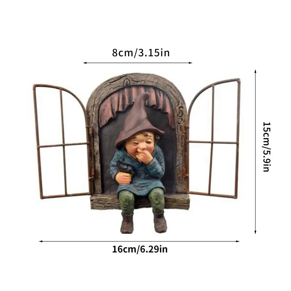 

Dwarf Wall Ornament Resin Art Garden Statue Home Living Room Decoration For Hanging Tree Fence Outdoor Garden Statues