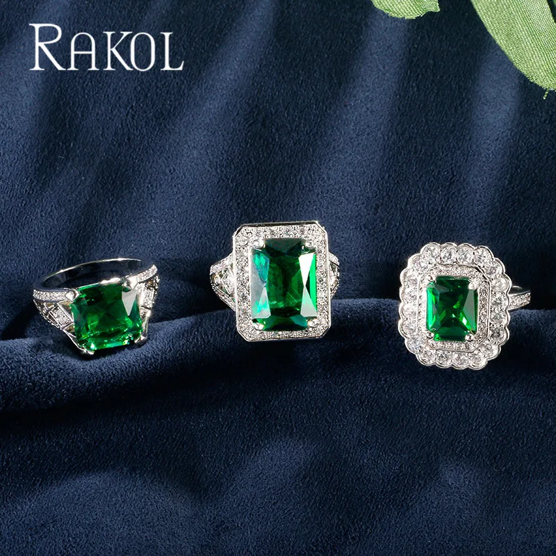 RAKOL роскошное классическое кольцо в форме кубоида для невесты с кубическим