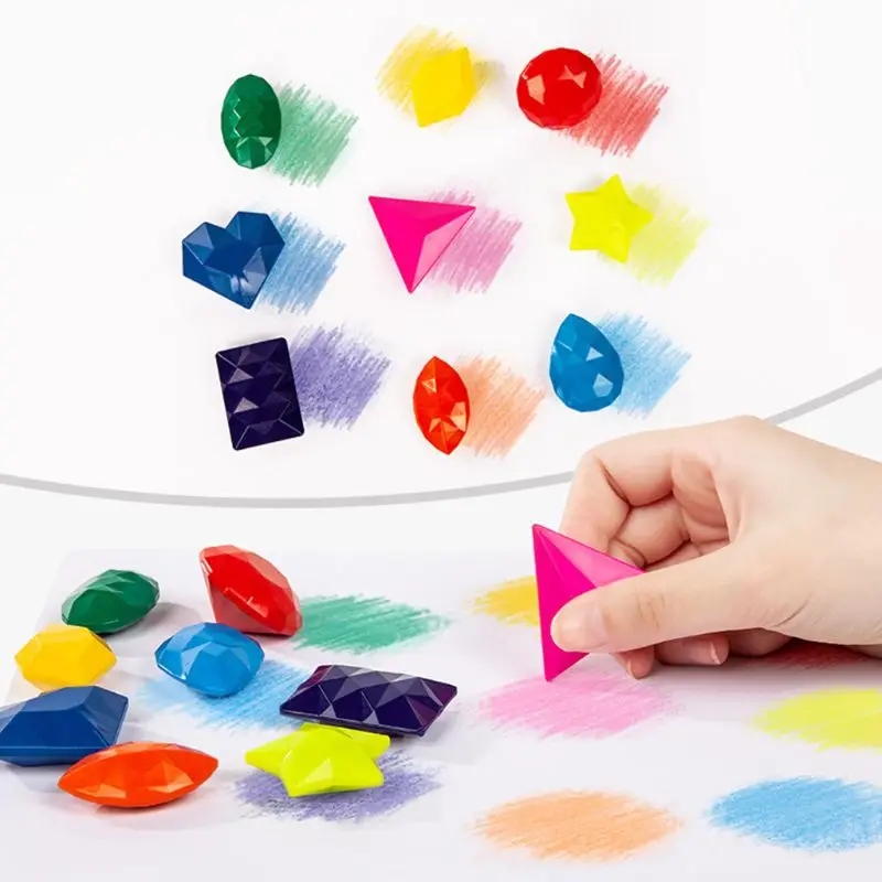 

9 Colors Diamond Shape Crayons Non Toxic Washable Painting Drawing Wax for Baby Kids Educational Art Supplies