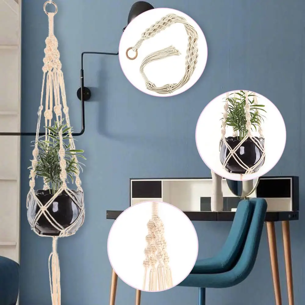 Лидер продаж 100% ручной работы Подвеска для растений из макраме цветок/горшок